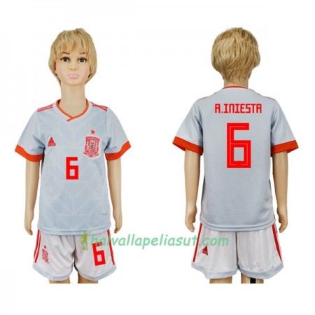 Jalkapallo Pelipaidat Espanja A_Iniesta 6 Lasten World Cup 2018 Vieraspaita